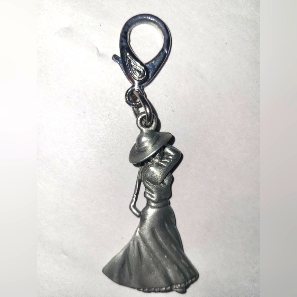 Fort Pewter Lady Golfer Clip Keychain‎ Bag Charm
